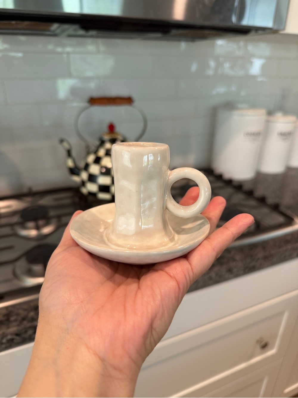 Hearth and Hand Magnolia Ceramic Candle Holder with Saucer - Cream